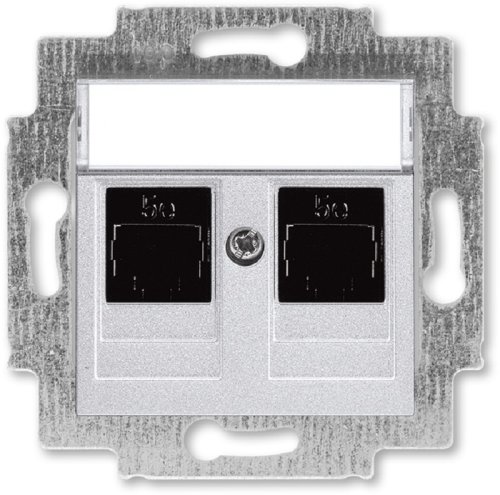 Розетка компьютерная без рамки ABB EPJ Levit 2-м. RJ45+RJ45 5e серебро картинка